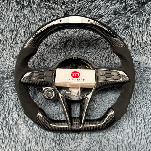 For Alfa Romeo 2017-2021 Giulia Stelvio LED Carbon Fiber Steering Wheel