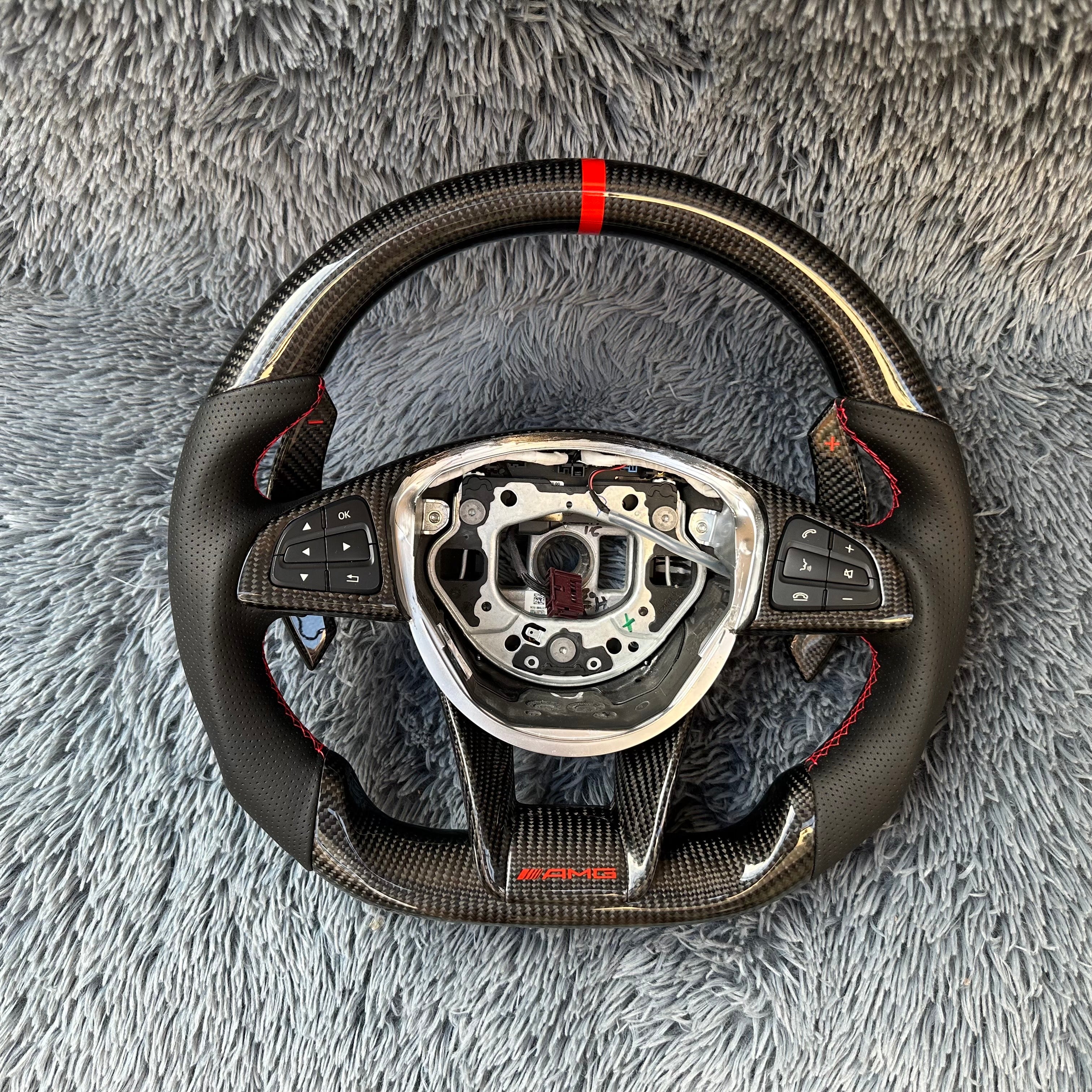 For Mercedes W205 C63 C43 AMG CLA GLE GLS SL Led Carbon Fiber Steering Wheel