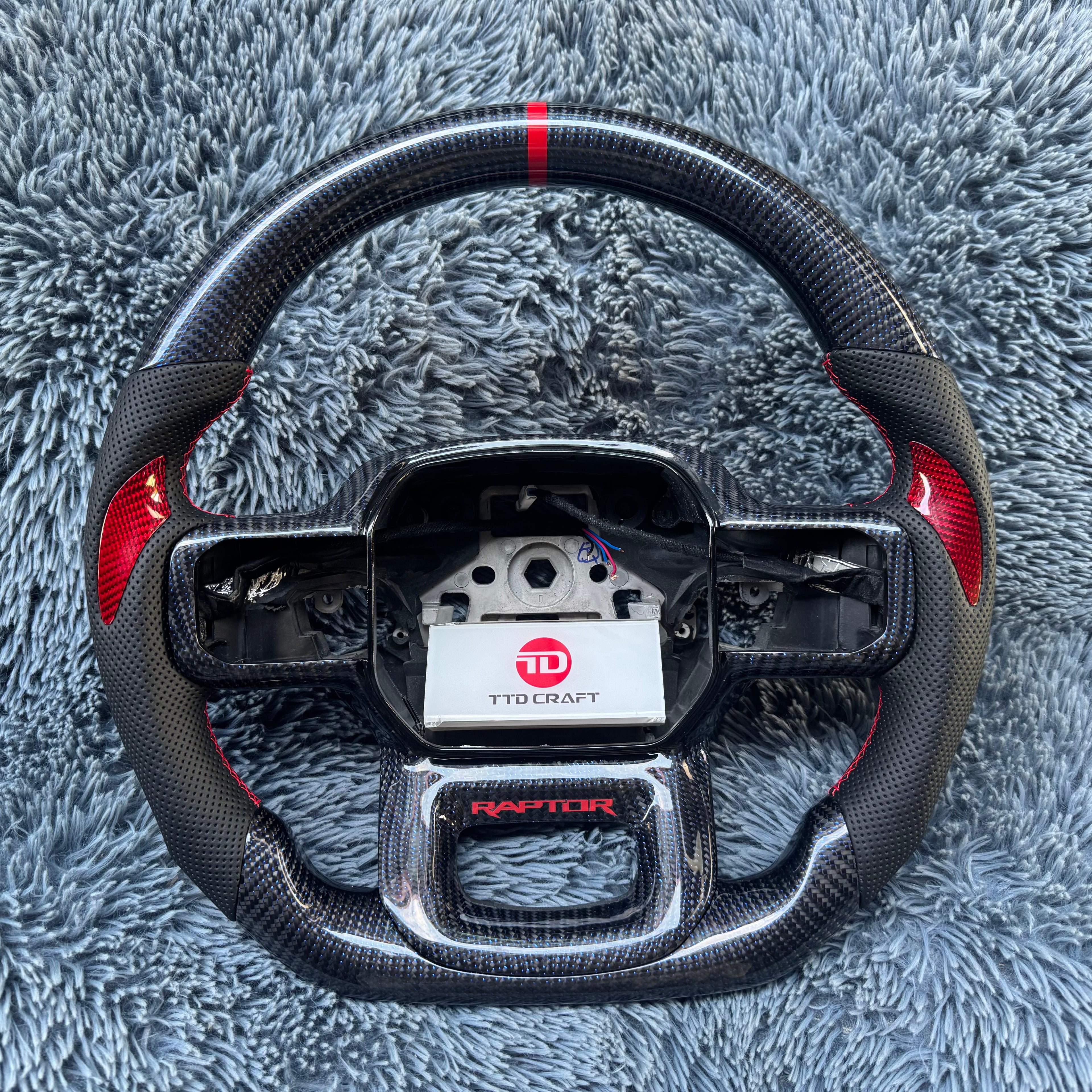 For Ford 2021 -2026 F150 Raptor Custom Reflective Carbon Fiber Steering Wheel
