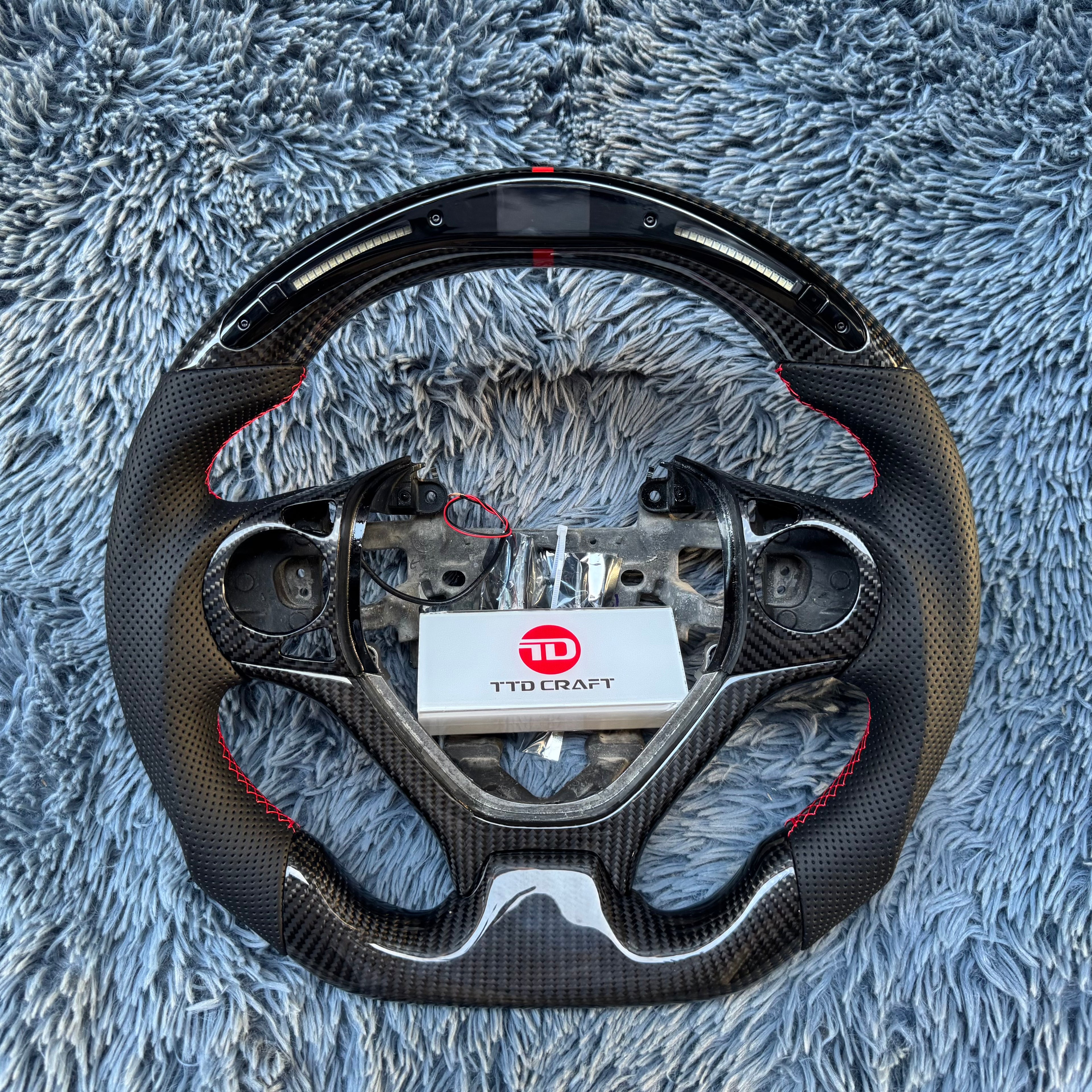 Custom Led Carbon Fiber Steering Wheel For Honda 9th gen Civic 2012-2015